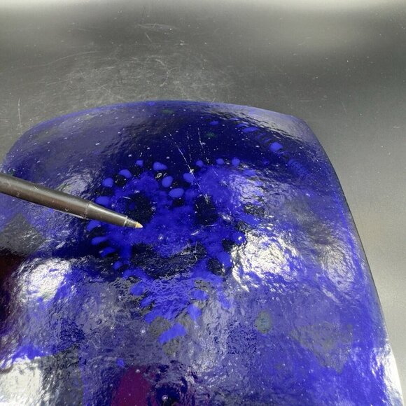 Hand Made Dichroic Fused Art Glass Square Dish Plate Christmas Decorated Vintage - Picture 7 of 15